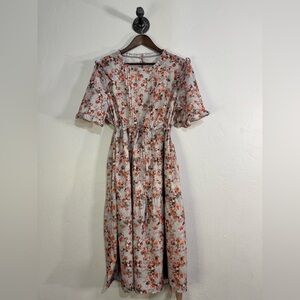 MSI Floral Cottagecore Fairy Midi Dress - Red and Gray Floral NWT Size XL